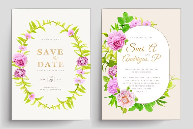 Peonies Floral Background and Frame Card Design – Free Download