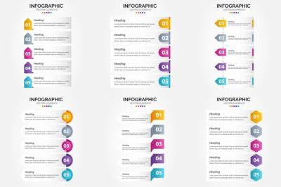 5 Steps Infographics Flat Design Vector Illustration Set for Advertising Brochures and Flyers – Free Download