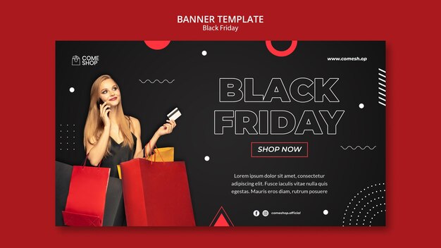 Dark Black Friday Horizontal Banner Template – Free Download