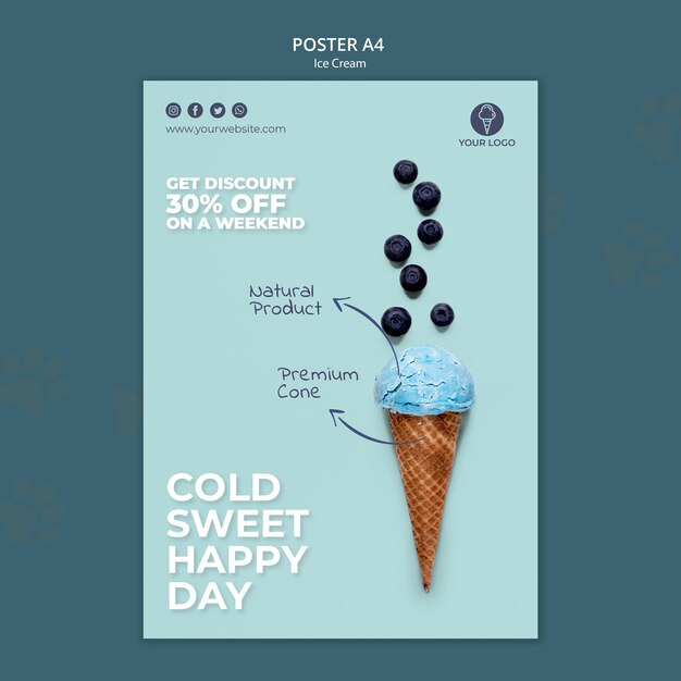 Ice Cream Shop Poster Template – Free Download