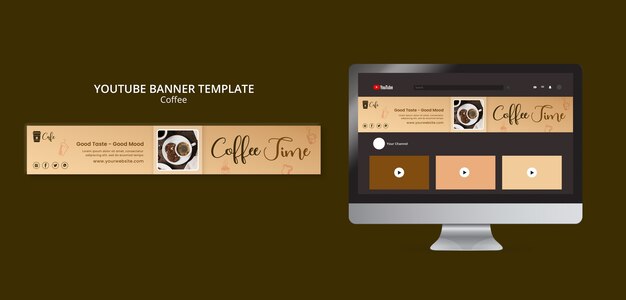 Flat Design Coffee Label YouTube Banner – Free Download