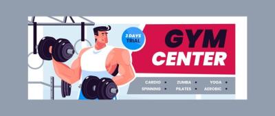 Hand Drawn Fitness Center Facebook Cover Template – Free to Download