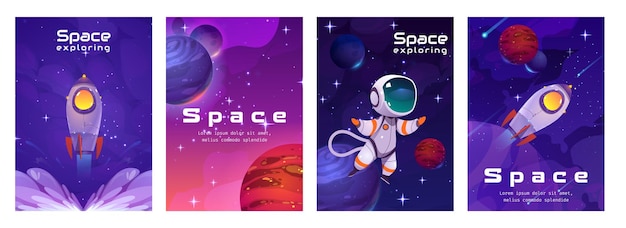 Space Posters Featuring Astronauts, Rockets, and Planets – Free Download