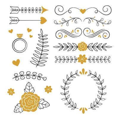 Hand Drawn Wedding Ornaments Collection – Free Download