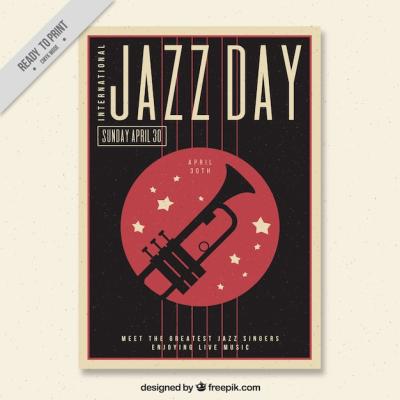 Trumpet-Inspired Retro Jazz Day Brochure – Free Download