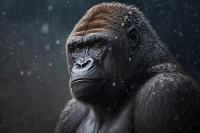 Stunning African Gorilla in Snowfall – Free Stock Photo for Download