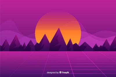 Colorful Retro Futuristic Landscape Background – Free to Download