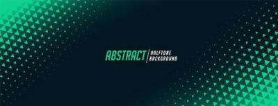 Green Abstract Triangle Halftone Banner – Free Download