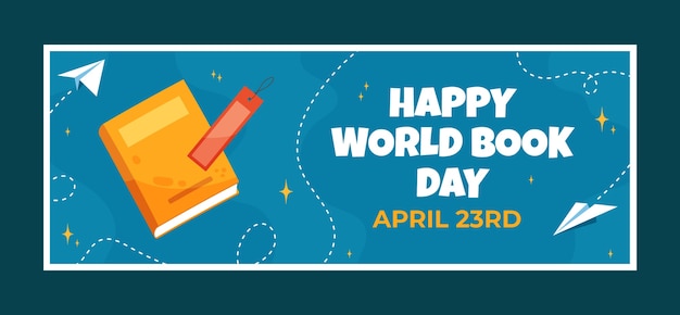 Flat World Book Day Social Media Cover Template – Free Download