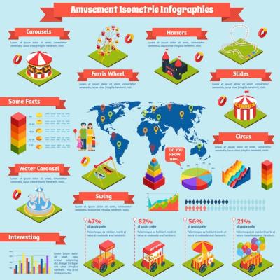 Amusement Isometric Infographics – Free Download