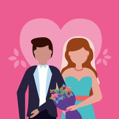 Flat Style Wedding Couple – Free Vector Template for Download