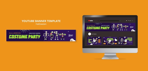 Halloween Celebration YouTube Banner Template – Free Download