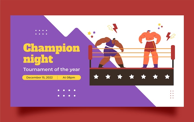 Hand Drawn Wrestling Championship Facebook Post – Free Download