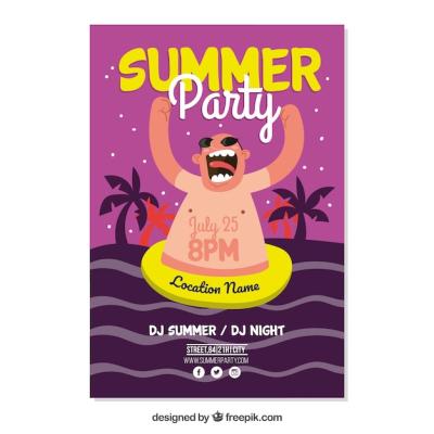 Summer Party Poster Design – Download Free Stock Photo