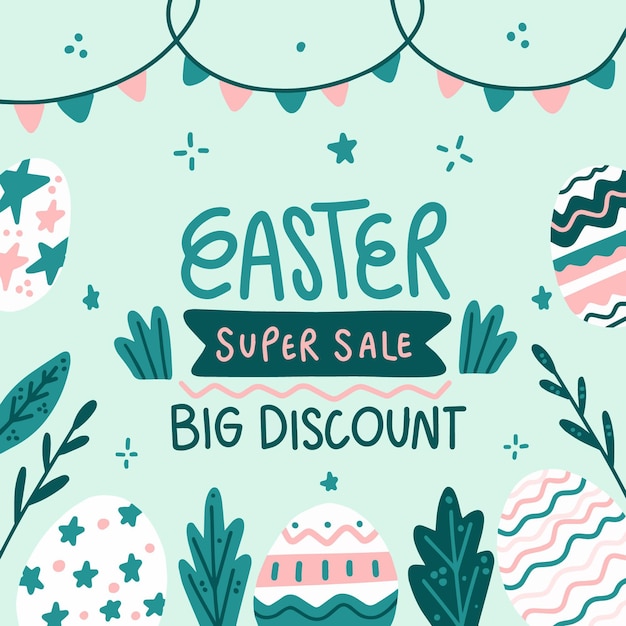 Hand Drawn Easter Sale Illustration – Free to Download