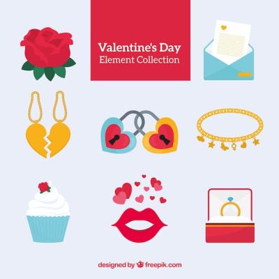 Hand Drawn Valentineâs Day Element Collection – Free Download