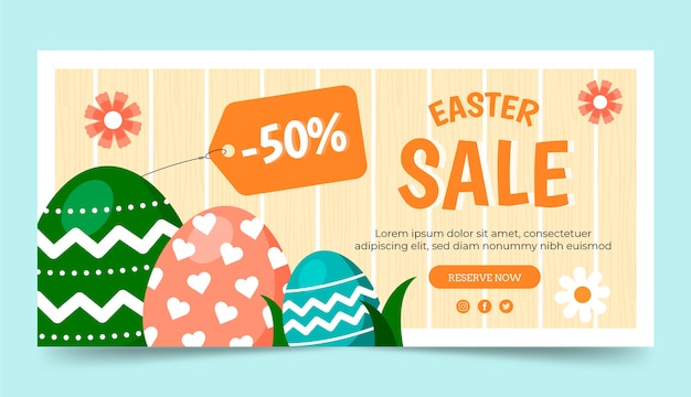 Hand Drawn Easter Sale Horizontal Banner Template – Free Download