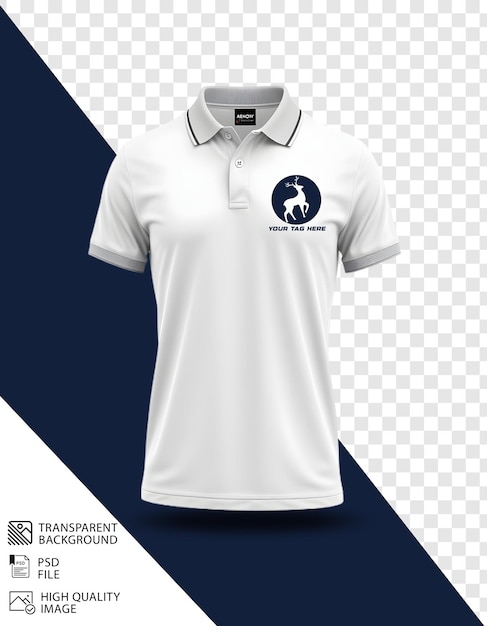 PSD Polo T-shirt with Deer Logo on Transparent Background – Free Download