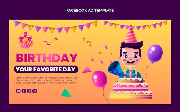 Colorful Gradient Birthday Facebook Template – Free Download