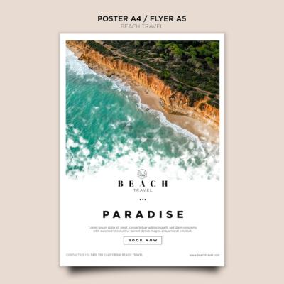 Summertime Ocean Waves Poster Template – Download Free Stock Photo