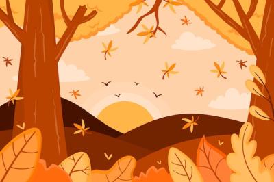 Beautiful Autumn Background Featuring Forest and Trees – Free Download