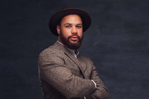 Handsome Afro-American Male in Elegant Brown Jacket and Hat – Free Download