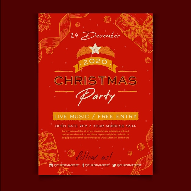 Vintage Christmas Party Poster Template – Free Download