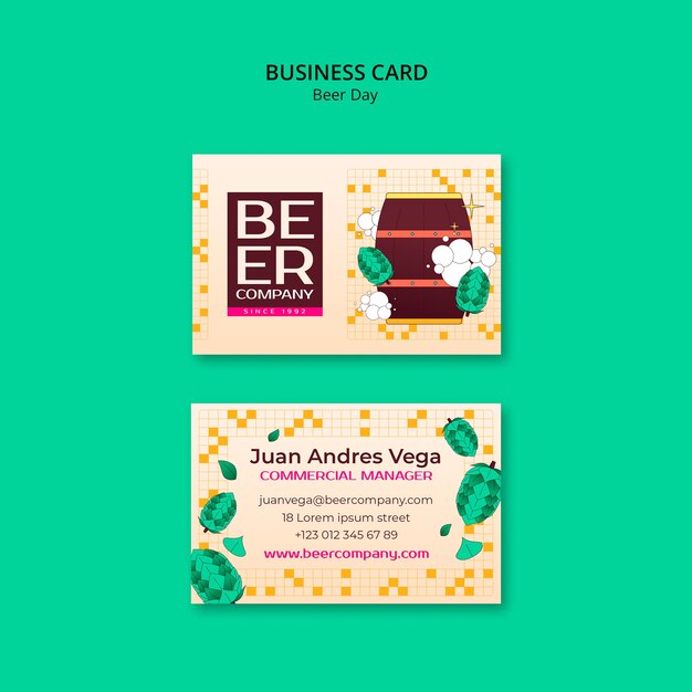 Beer Day Celebration Business Card Design – Free Download