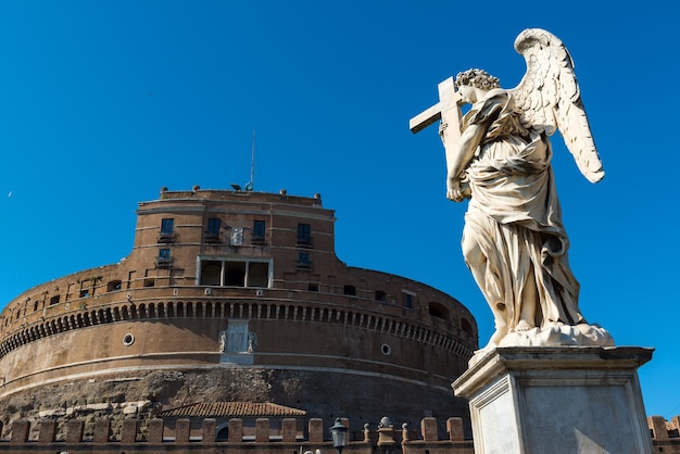 Angel Statue on a Bridge at Castel Sant’Angelo in Rome – Free Download