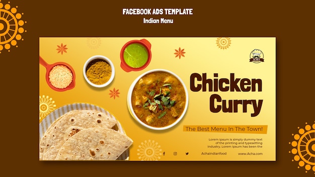 Flat Design Indian Food Template – Free Download