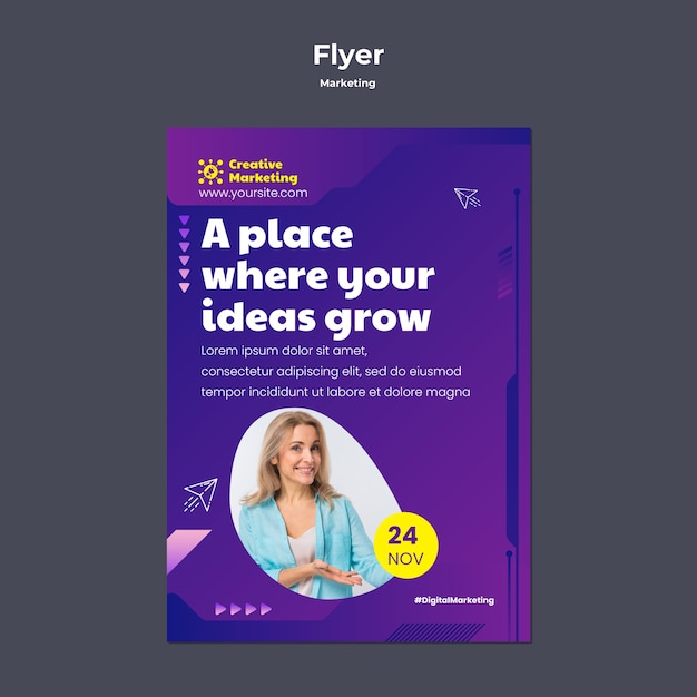 Gradient Marketing Poster Template Design – Free Download