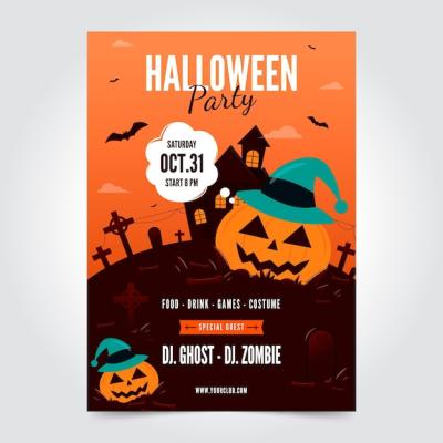 Halloween Party Poster Vector Template – Free Download