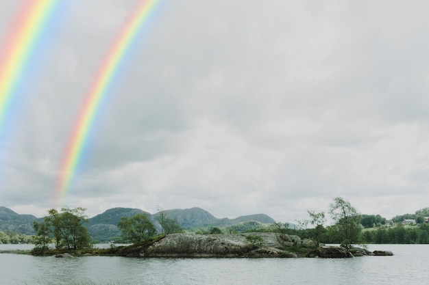 Stunning Rainbow Over Nature Landscape – Free Stock Photo for Download