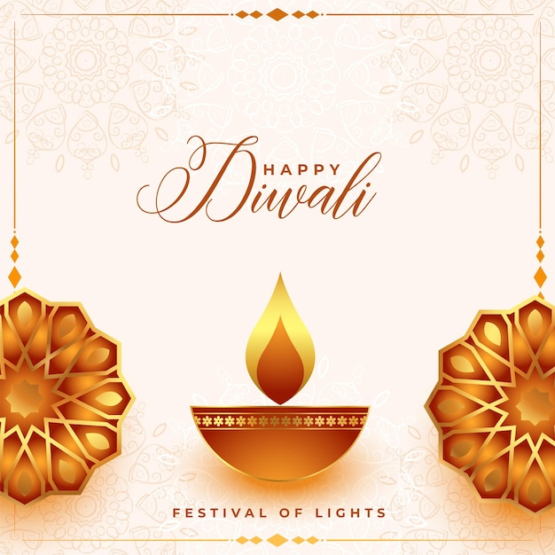 Elegant Deepavali Festival Banner Featuring Glowing Diya and Floral Design – Free Download