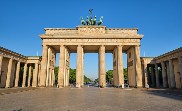 Brandenburg Gate in Berlin Against a Clear Blue Sky – Free Download