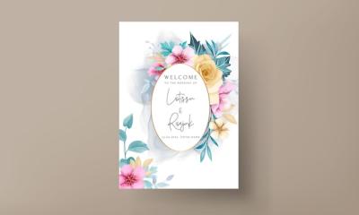 Elegant Hand-Drawing Wedding Invitation Floral Design – Free Download