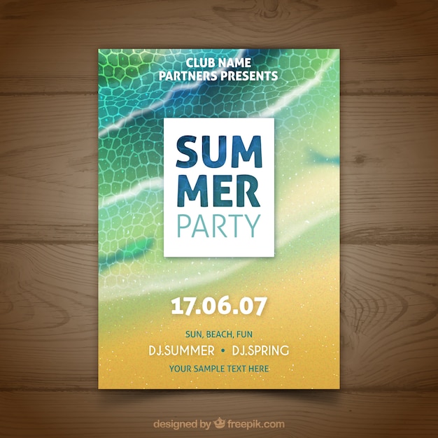 Realistic Seashore Summer Party Leaflet – Free Download