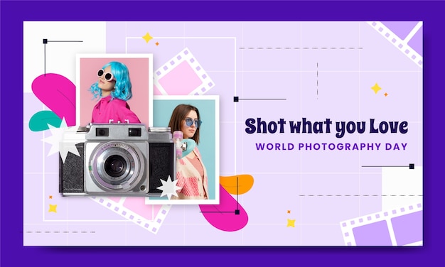 Flat Twitch Background for World Photography Day Celebration – Free Stock Photo Download