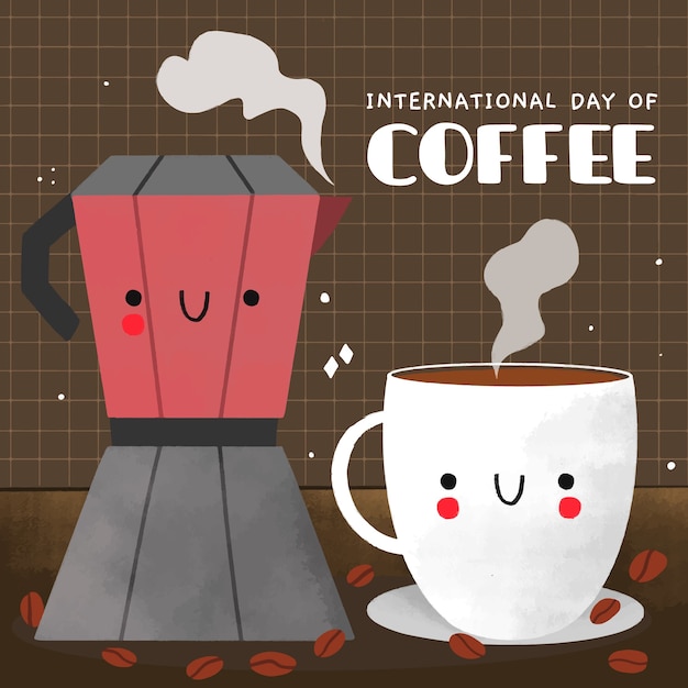 Hand Drawn International Day of Coffee – Free Download