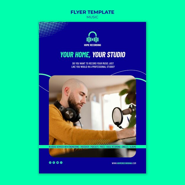 Music Studio Flyer Template for Home Use – Free Download