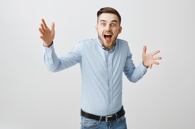 Surprised Happy Man Realizing Victory – Download Free Stock Photo