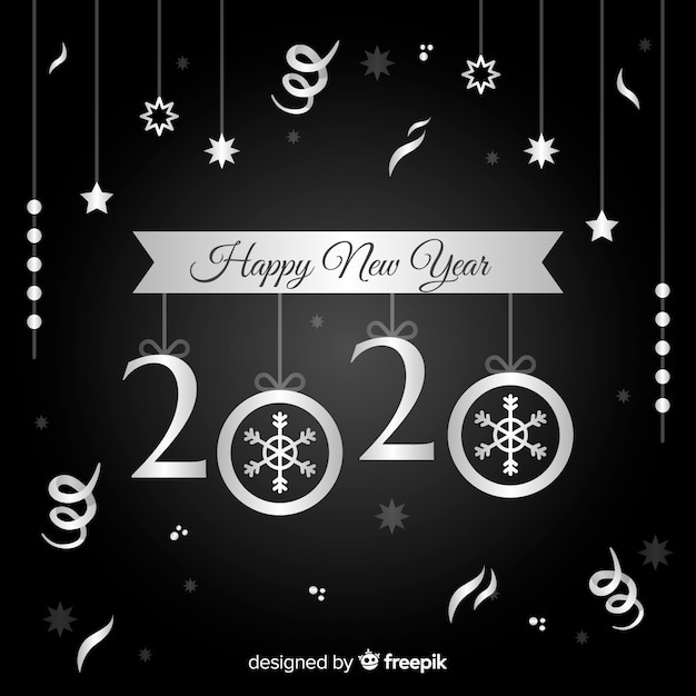 Silver Design for Happy New Year Concept – Free Download