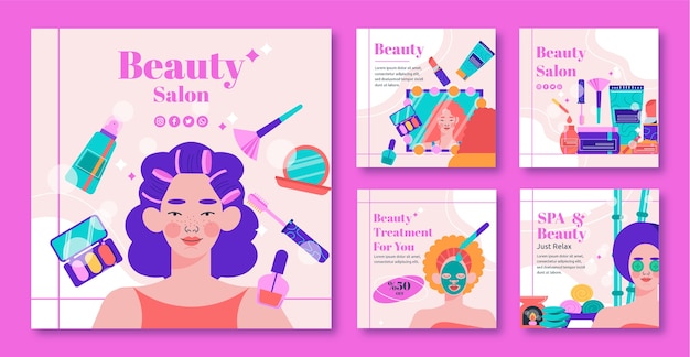 Beauty Salon Instagram Post Templates – Free Download