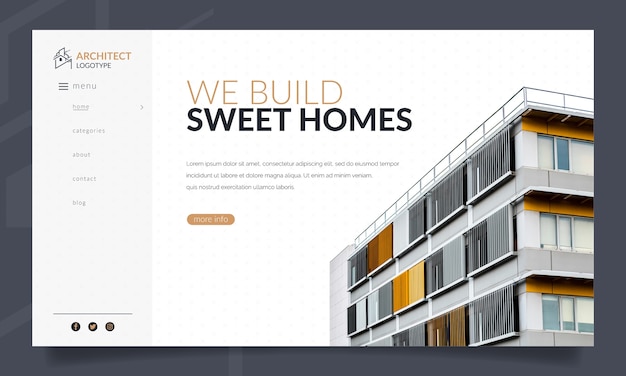 Flat Architect Service Landing Page Template – Free Download