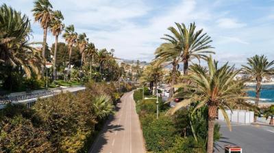 Sanremo Italy Streetscape Embankment with Greenery and Mediterranean Sea Coast – Free Stock Photo Download