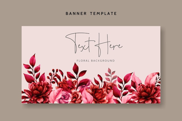 Maroon Floral Background Template with Leaves – Free Download