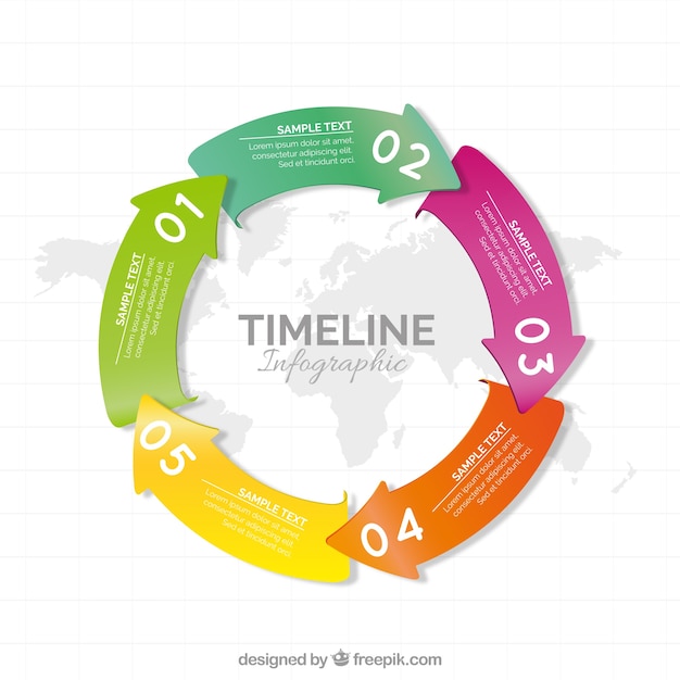 Circular Timeline with Colored Arrows – Free Download