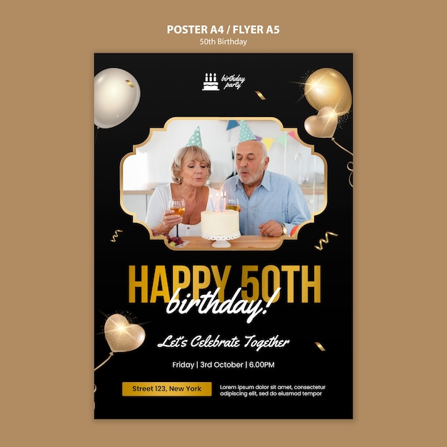 50th Birthday Celebration Poster Template – Free to Download