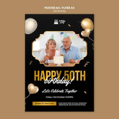 50th Birthday Celebration Poster Template – Free to Download