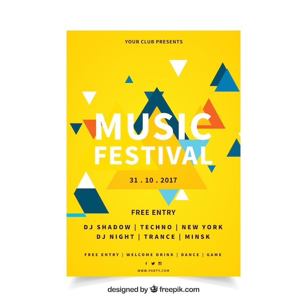 Colorful Triangles Music Festival Poster Design – Free Download